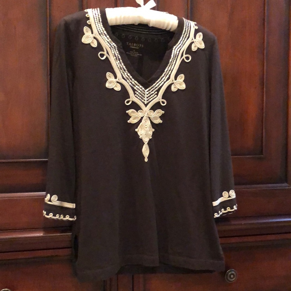 NWOT Talbots Gold Detail Cotton Tunic Size Small